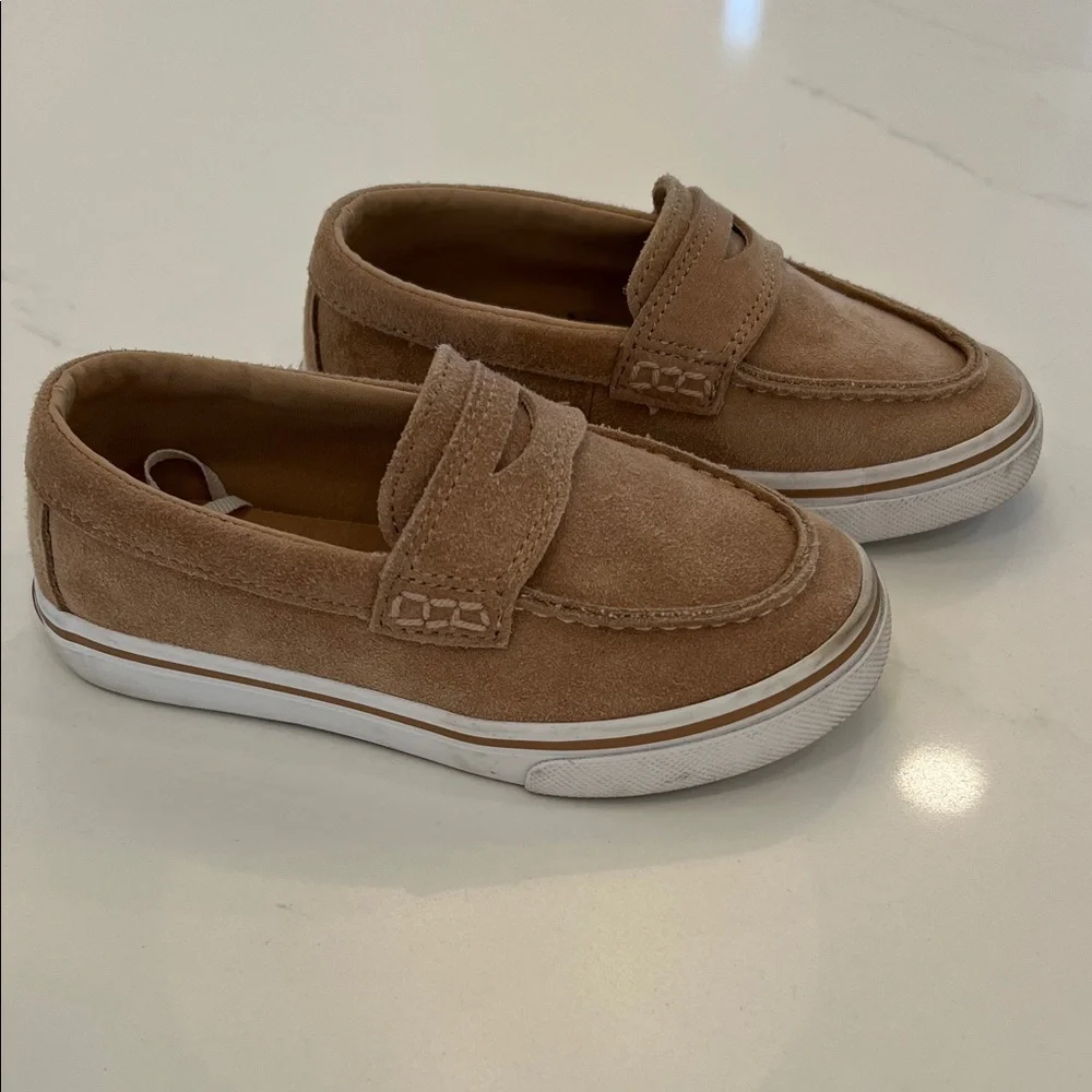 Janie and Jack Suede Moccasin Sneakers in Tan